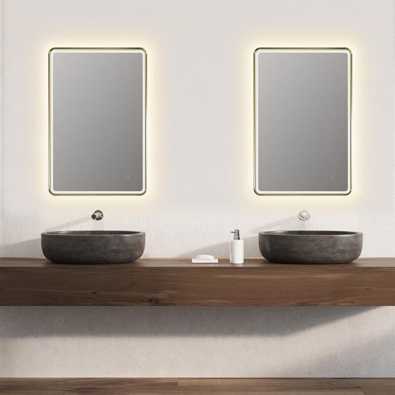 Altair Framed in Brushed Gold Modern Bathroom/Vanity LED Lighted Wall Mirror