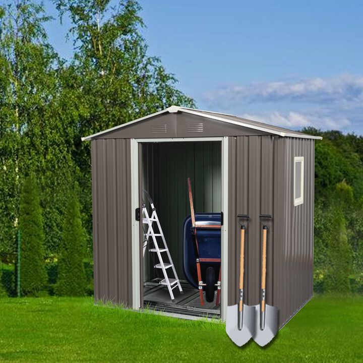 Hivvago 6ft x 5ft  Outdoor Storage Shed for Garden with  Window and Lockable Sliding Door
