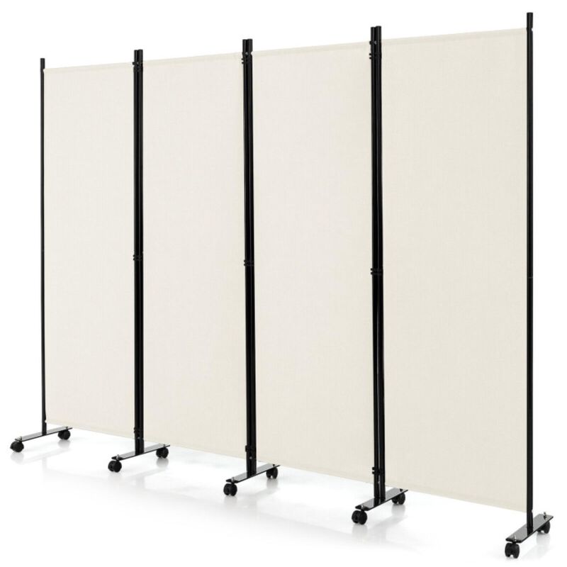 Hivvago 4-Panel Folding Room Divider 6 Feet Rolling Privacy Screen with Lockable Wheels