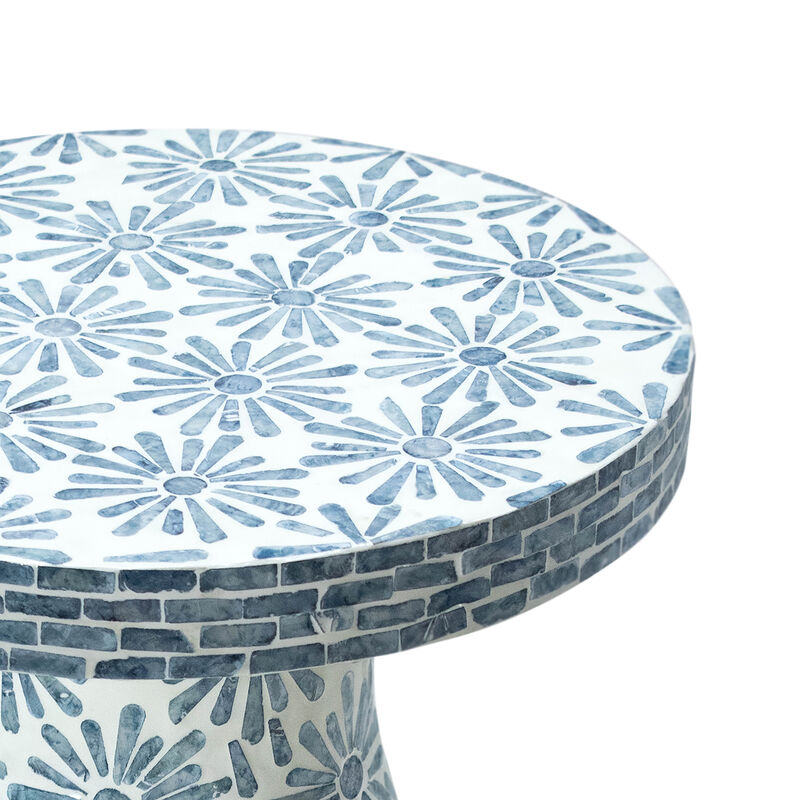 Halio Cream & Blue Checkered Shell Side Table