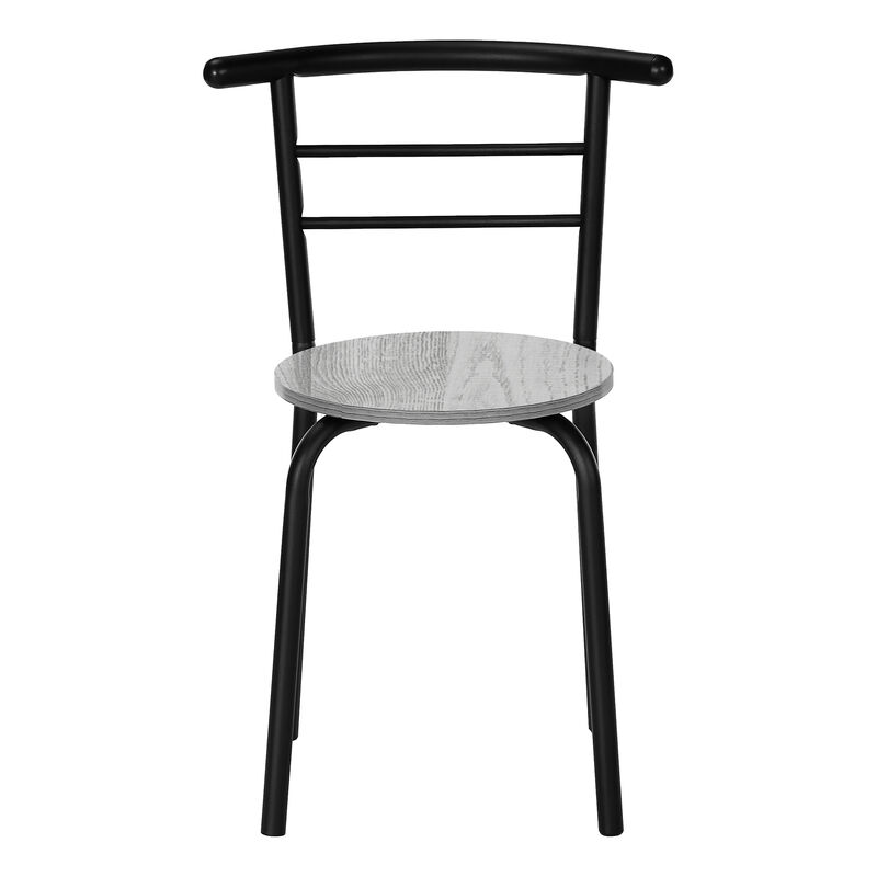 Monarch Specialties I 1207 Dining Table Set, 3pcs Set, Small, 32" L, Kitchen, Metal, Laminate, Grey, Black, Contemporary, Modern