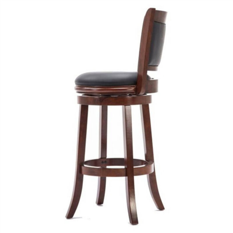Solid Wood Swivel Bar Stool – Faux Leather Cushioned Seat for Kitchen Island or Home Bar