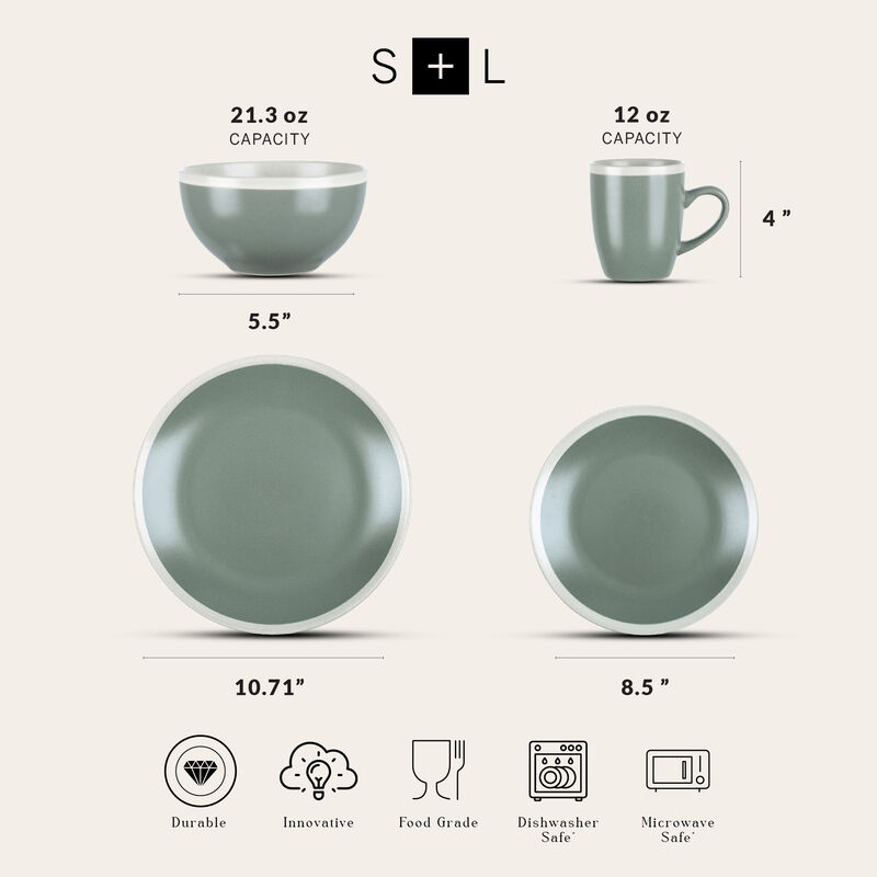 Stone Lain Serenity Stoneware 16 Piece Dinnerware Set