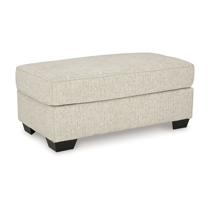 Burgess Ottoman, Ivory Polyester, Soft Cushions, Rectangular 44 Inch - Benzara