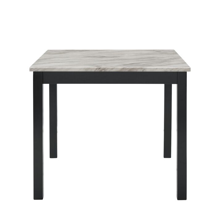 Kate 42 Inch 5 Piece Counter Table Set with Velvet Seating, Black - Benzara