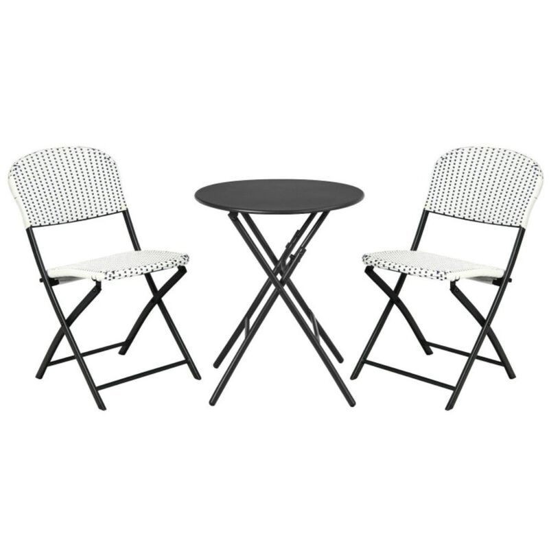 Hivvago 3 Pieces Patio Rattan Bistro Set with Round Dining Table and 2 Chairs