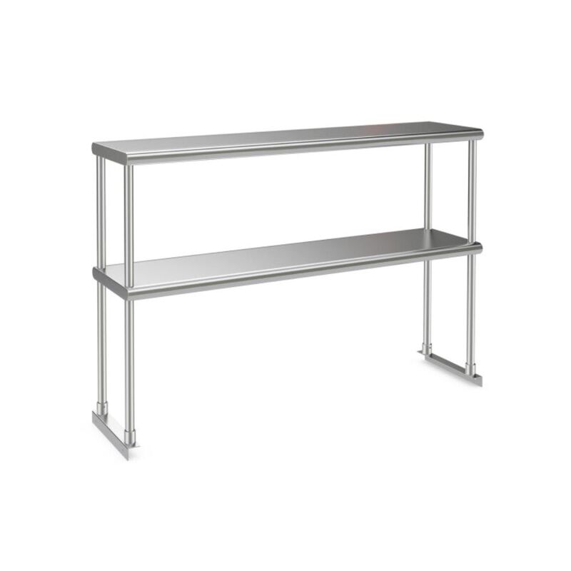 Hivvago 48 x 12 Inch Kitchen Stainless Steel Overshelf with Adjustable Lower Shelf