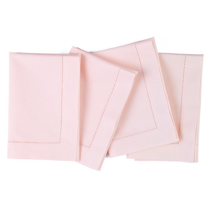 Solino Home Cotton Linen Hemstitch Dinner Napkins 20 x 20 Inch Set of 4