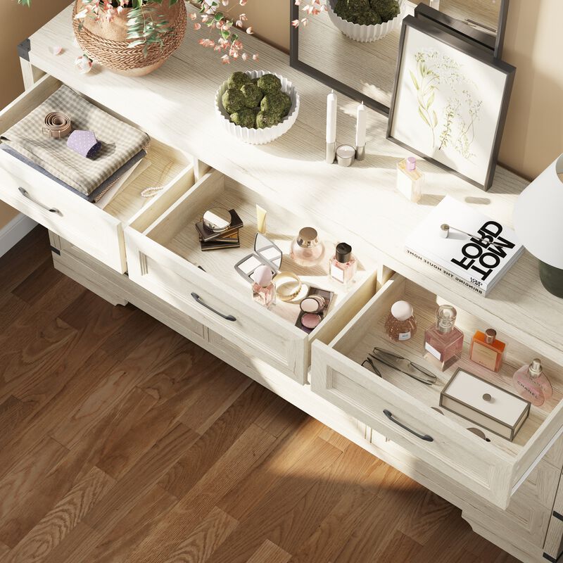 FUFU&GAGA 12-Drawer Dresser, Wood Storage Cabinet, Large dresser for Bedroom, Living Room, Hallway (69.1" W x 35.7" H x 15.9" D), White