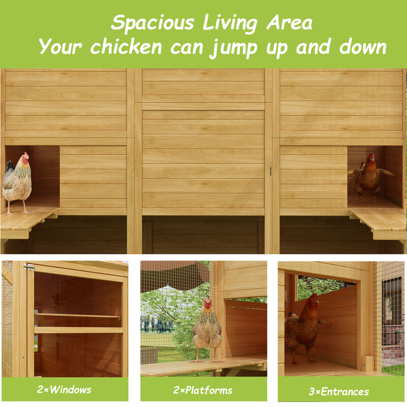 FUFU&GAGA Wood Convertible Chicken Coop & Rabbit Hutch with Triangular Top, Outdoor Mesh Design, and Weather-Resistant Features, (72.6" L x 66.5" W x 74.1" H), Yellow