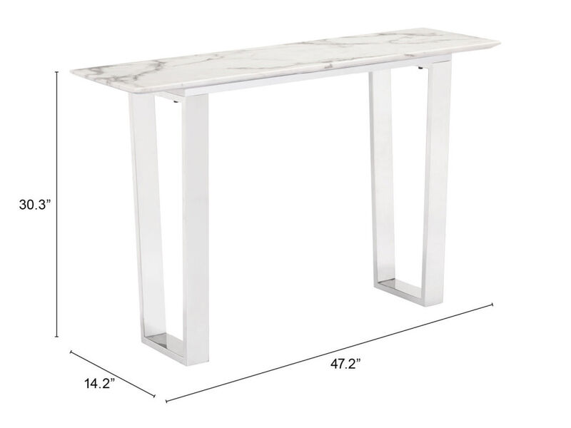 Atlas Console Table White & Silver