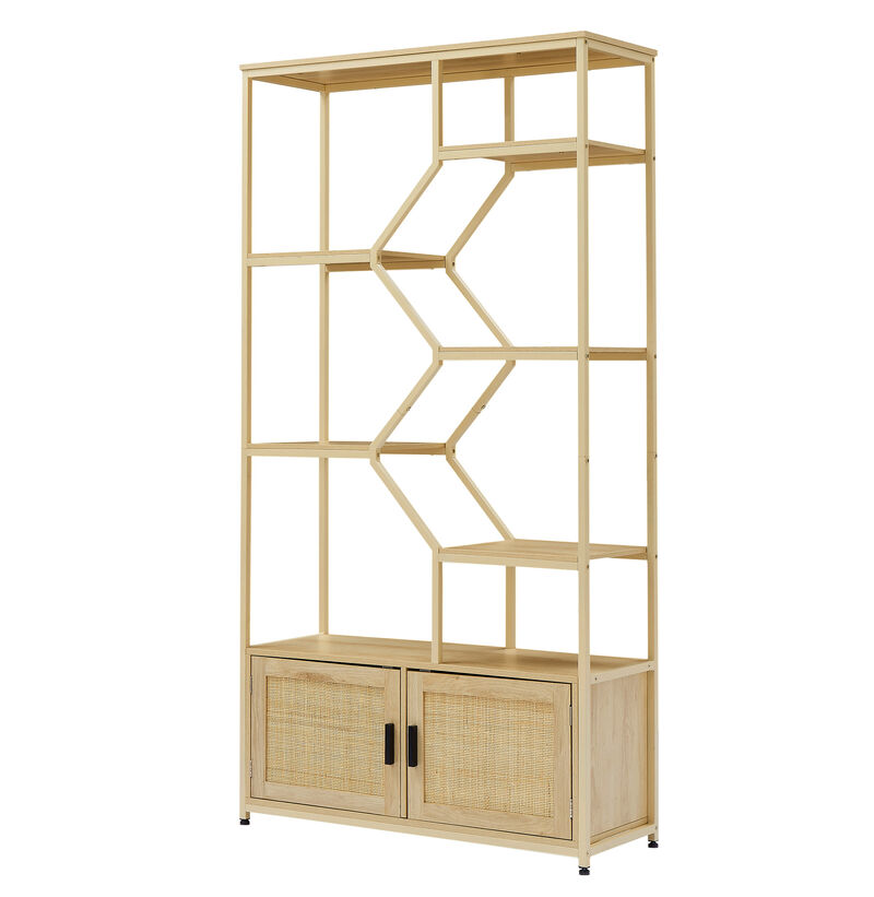 7-Tier Bookshelf & Storage Rack with Cabinet for Living Room & Home Office