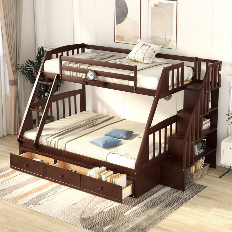 Merax Twin-Over-Full Bunk Bed with Drawers