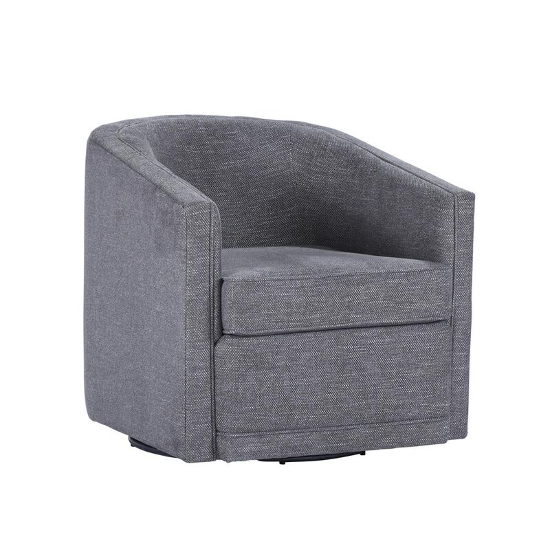 New Classic Furniture Poppy Dark Gray Polyester Fabric Accent Swivel Arm Chair