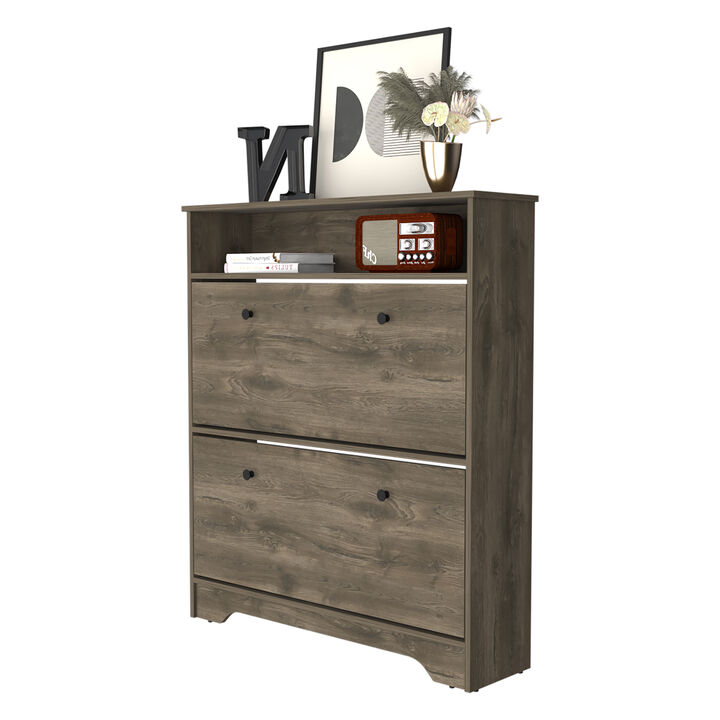Cranberry 2-Shelf Shoe Rack Dark Brown