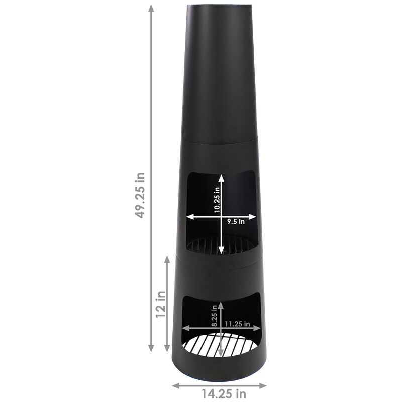 Sunnydaze Heavy-Duty Steel Chiminea Fire Pit with Log Storage - 49 in