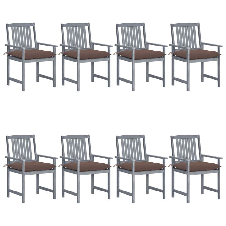 vidaXL Garden Chairs with Cushions 8 pcs Solid Acacia Wood Gray