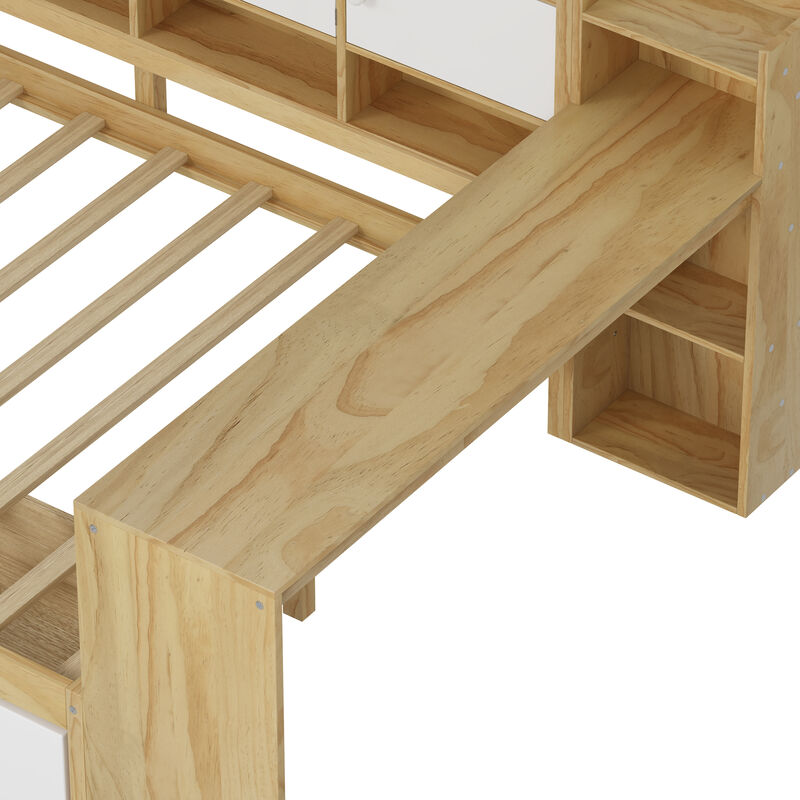 Merax Wooden L-Shape Daybed with Storage