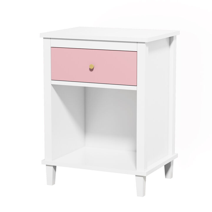 Streamdale Wooden Nightstand With One Drawer One Shelf For Kids, Adults