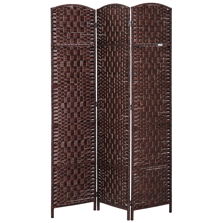 HOMCOM 6 Weave Panel Room Divider Privacy Folding Screen Diamond Decor Black