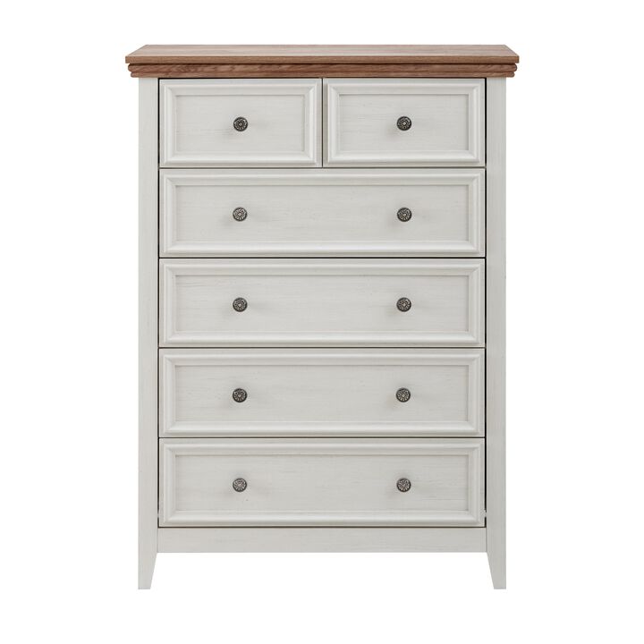 Beige 44.29 in. H Accent Cabinet with 6 Drawers