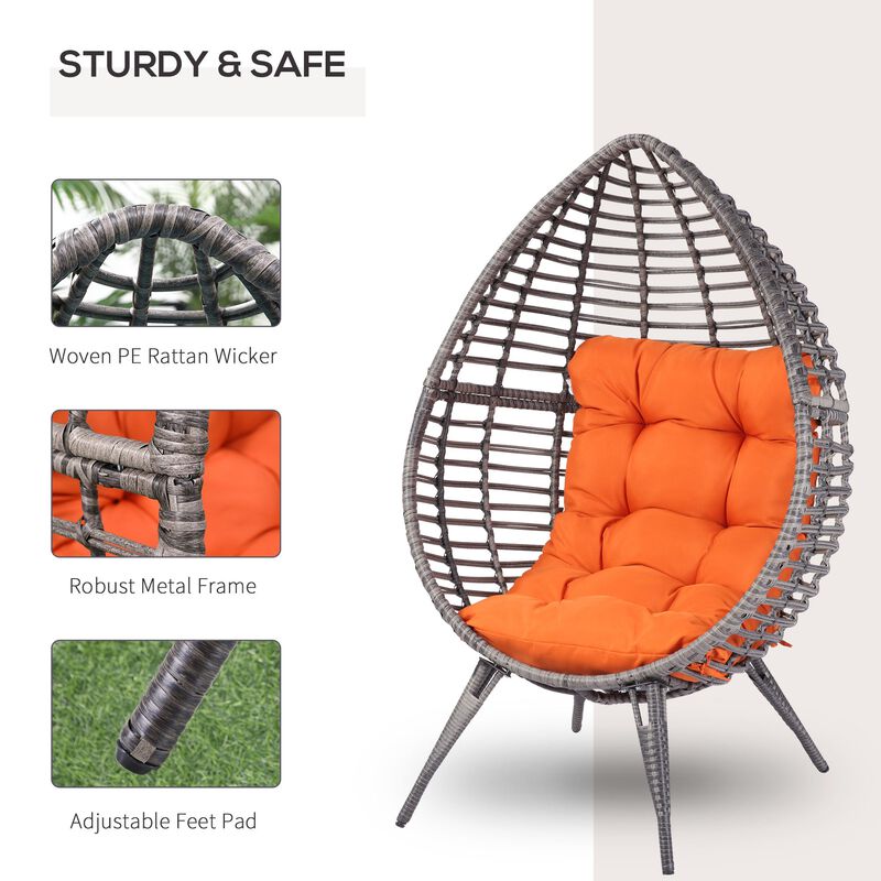 Orange Backyard Cocoon: Teardrop Wicker Lounge Chair with Cushion