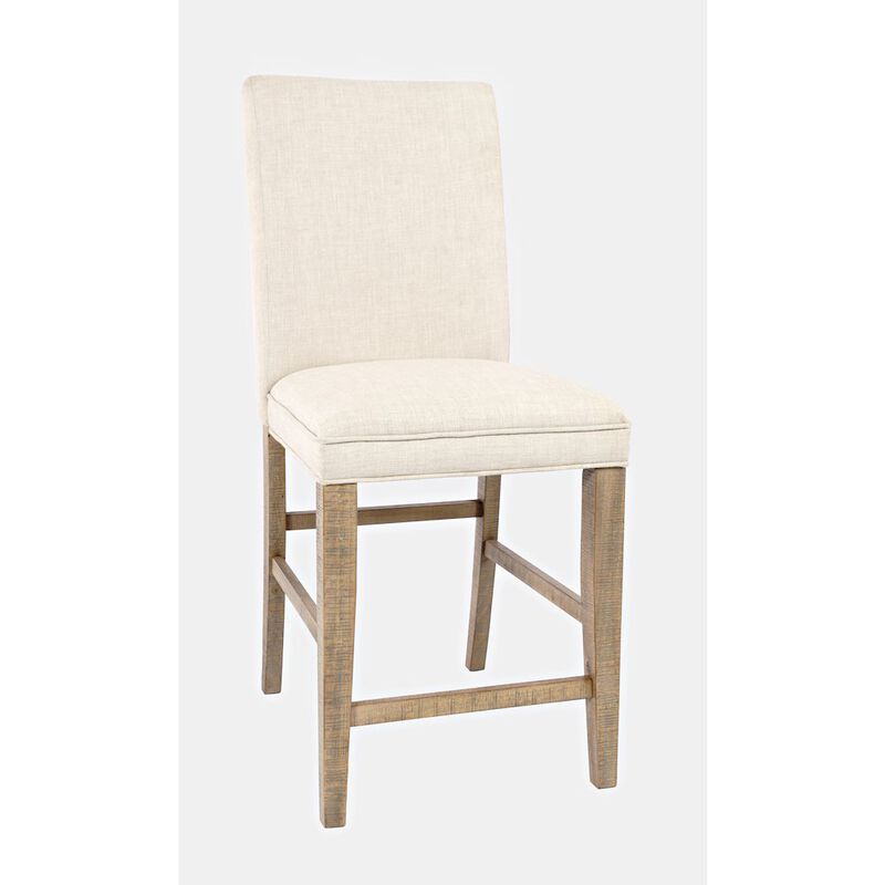 Jofran Modern Rustic Distressed Solid Wood Upholstered Parsons Stool (Set of 2)