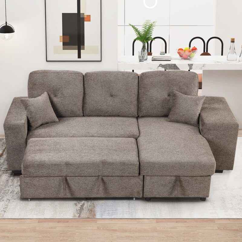 Knox Charcoal Sectional Sofa Bed with Storage Chaise