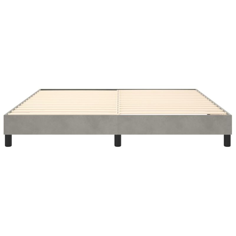 vidaXL King Sized Box Spring Bed Frame - Light Gray Velvet, Plywood, and Engineered Wood - Modern, Luxurious Double Bed