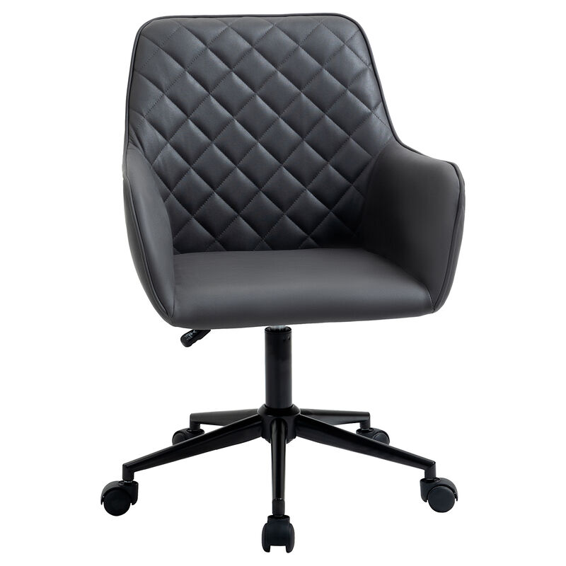 Vinsetto Mid Back Modern Home Office Chair Swivel Computer Desk Chair with Adjustable Height, Microfiber Cloth, Diamond Line Design, and Padded Armrests, Brown