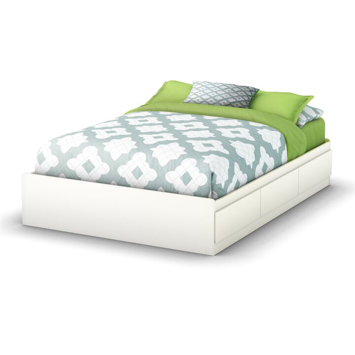 Hivvago Full size Contemporary Platform Bed with 3 Storage Drawers in White