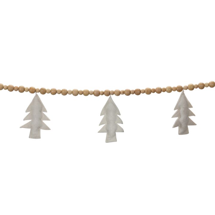 Bead and Tree Garland for Holiday and Winter Home Décor (Set of 2)