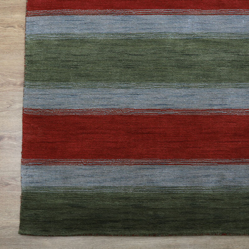 RUGSOTIC CARPETS HAND KNOTTED LOOM WOOL ECO-FRIENDLY AREA RUGS  - 8'x10', Rectangle, Green Blue Color, Contemporary Modern Design, High Pile Thick Handmade Anti Skid Rugs for Living Room (L00214)