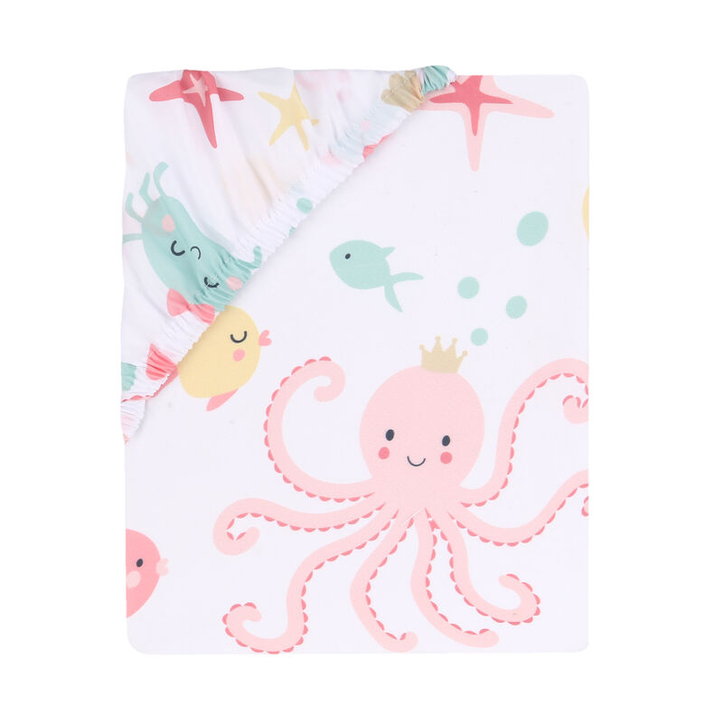 Bedtime Originals Ocean Mist Ocean Sea Animals Fitted Crib Sheet - White
