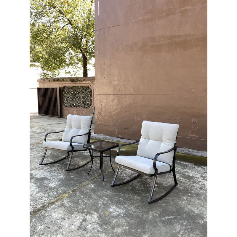 Rocker S Chair And Teapoy Offwhite
