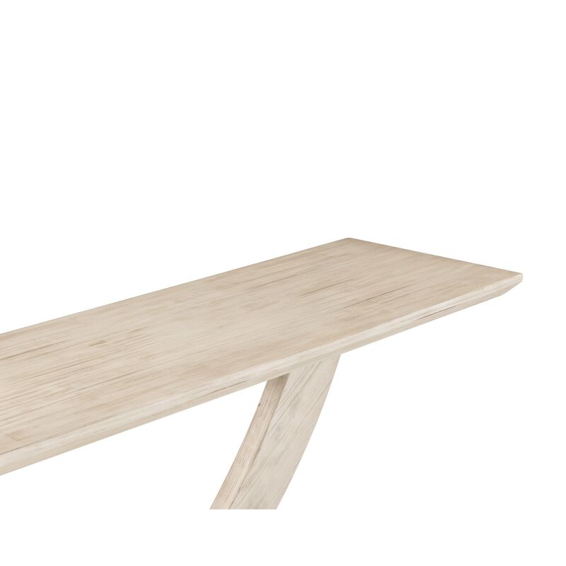 Rase 57 Inch Console Table, Cross Leg Design, Pedestal Base, Whitewash Wood - Benzara