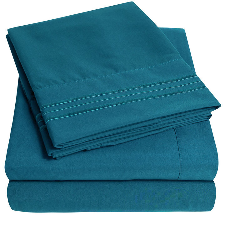 5 Piece Sheet Set, Ultra Soft 1800 Series Collection - Split King, Royal Blue