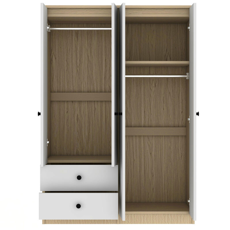 Merax 4 Doors Wardrobe Closet with Hanging Rod