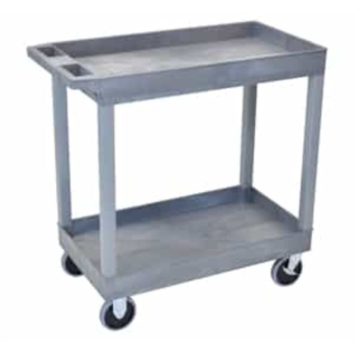 Luxor High Capacity 2 Tub ShelvesCart in Gray