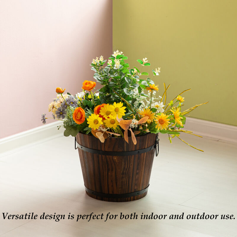 Wooden Whiskey Barrel Planters, Small