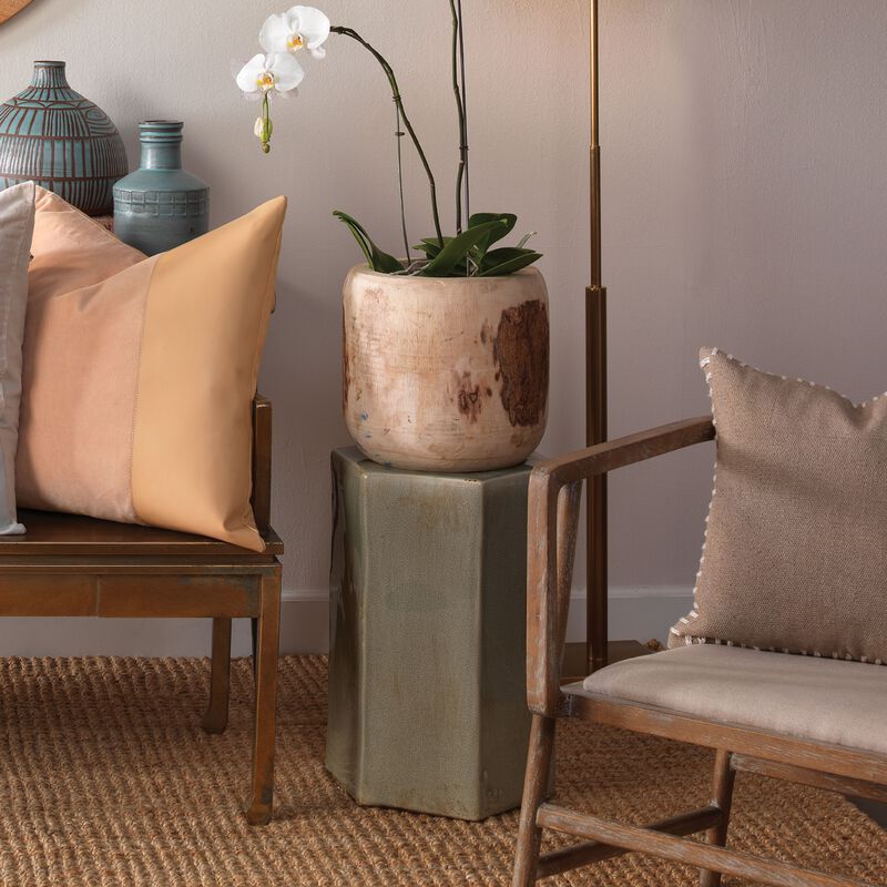 Porto Ceramic Indoor/Outdoor Side Table-Large, Pistachio