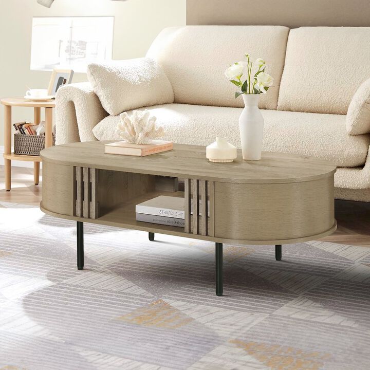 New Classic Furniture Brax 47.25 in. Natural Oval Wood Coffee Table