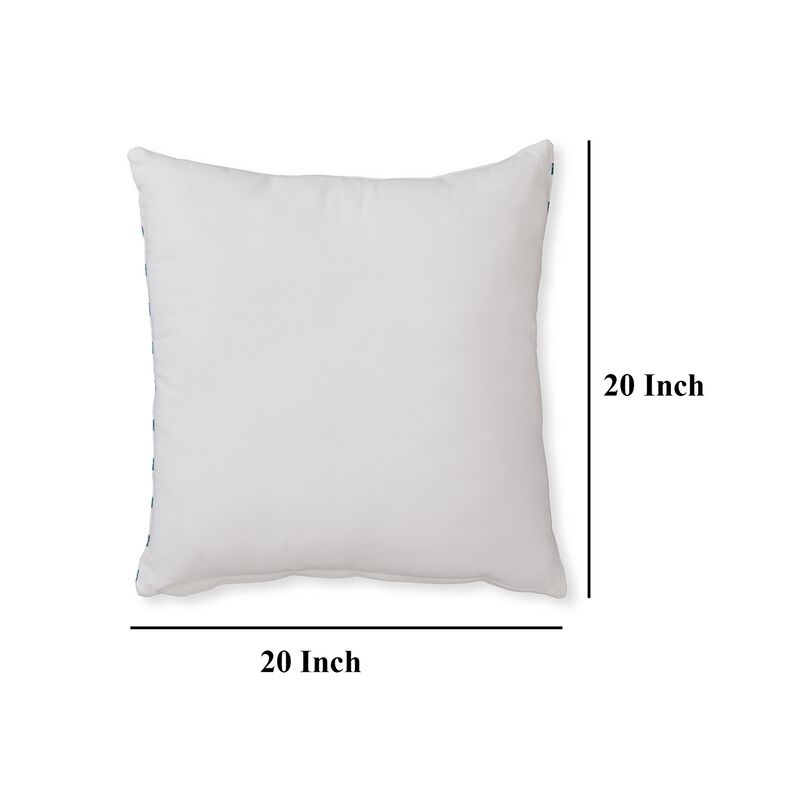 Mony Square Accent Throw Pillow, 20 Inch Orange Dots over White Cotton - Benzara