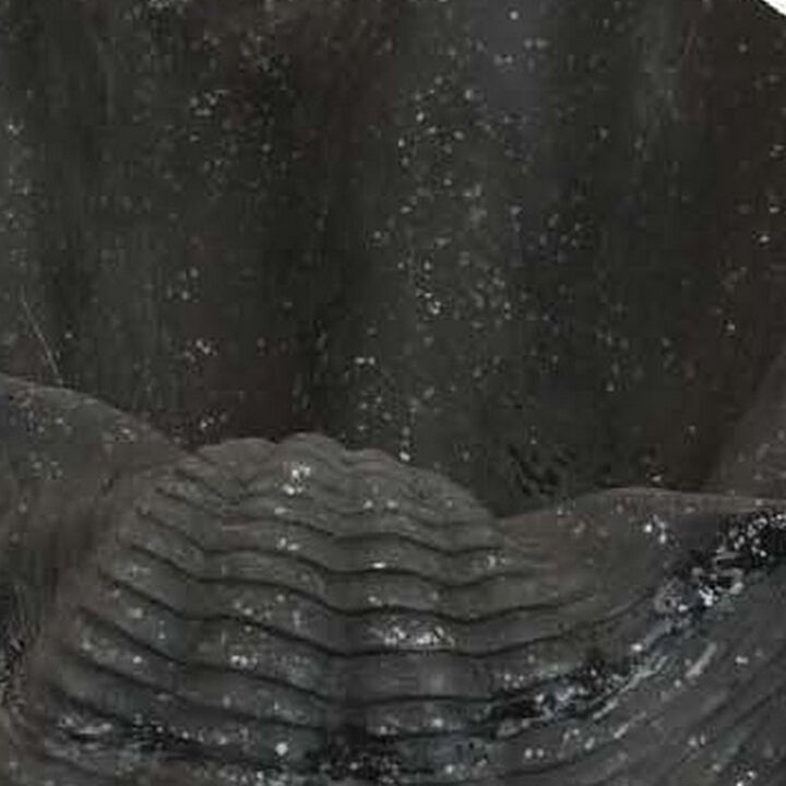 17 Inch Decorative Resin Shell, Smooth Curved Design, Textured Black - Benzara