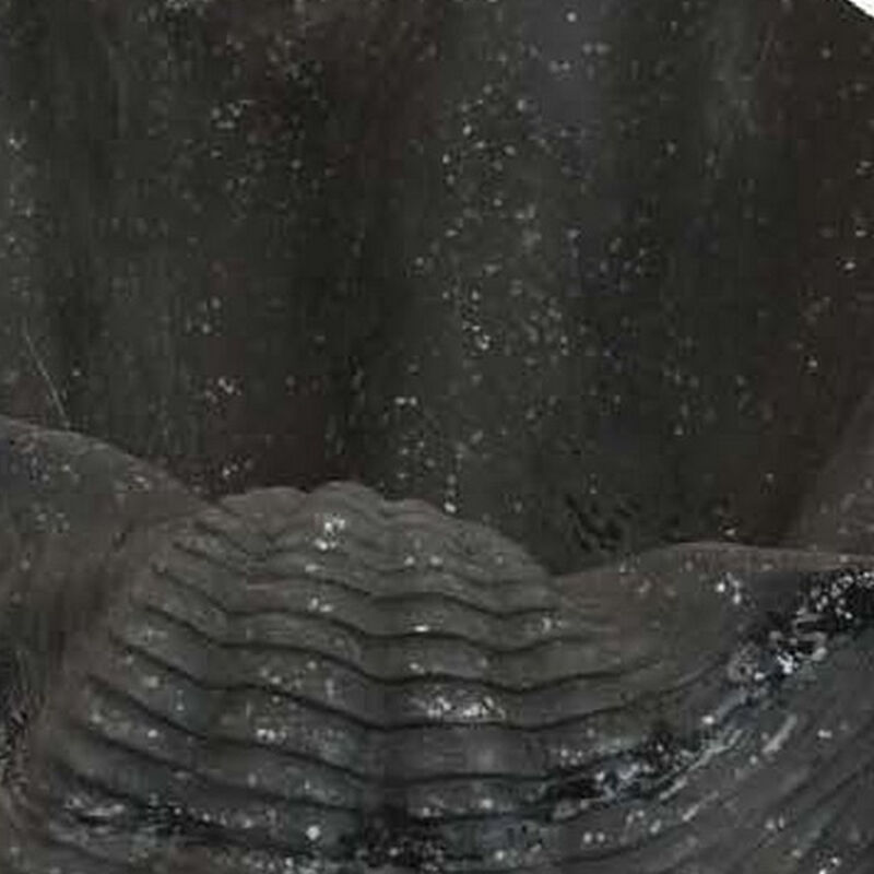 17 Inch Decorative Resin Shell, Smooth Curved Design, Textured Black - Benzara