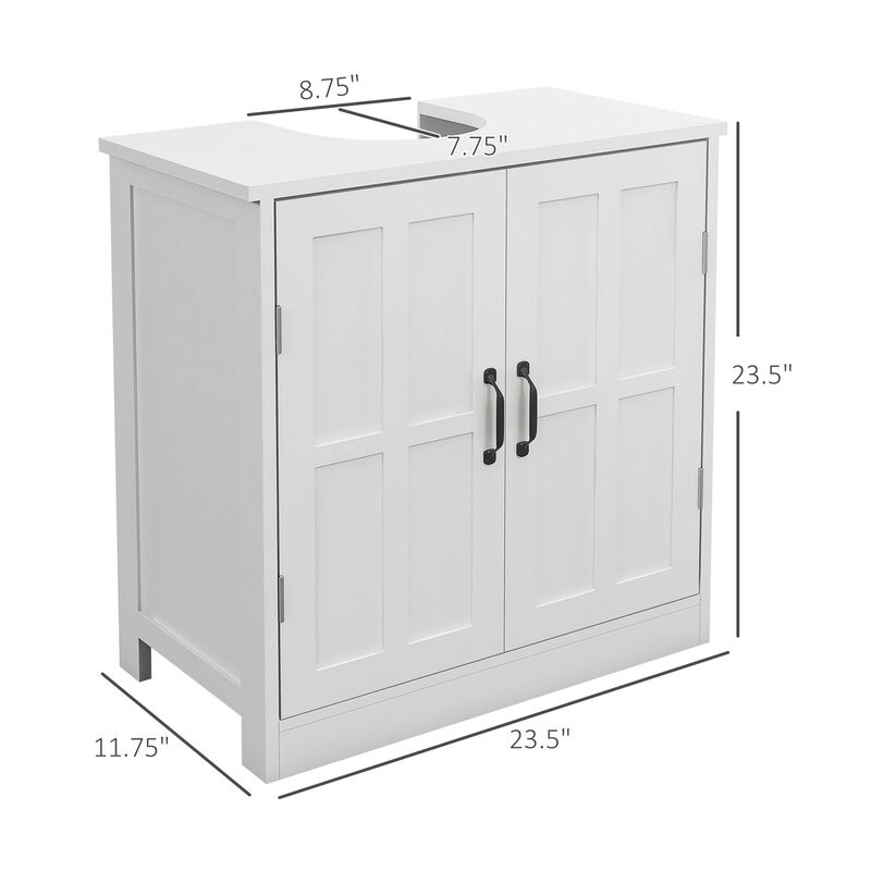 White Bathroom Storage: Pedestal Sink Cabinet with Adjustable Shelf
