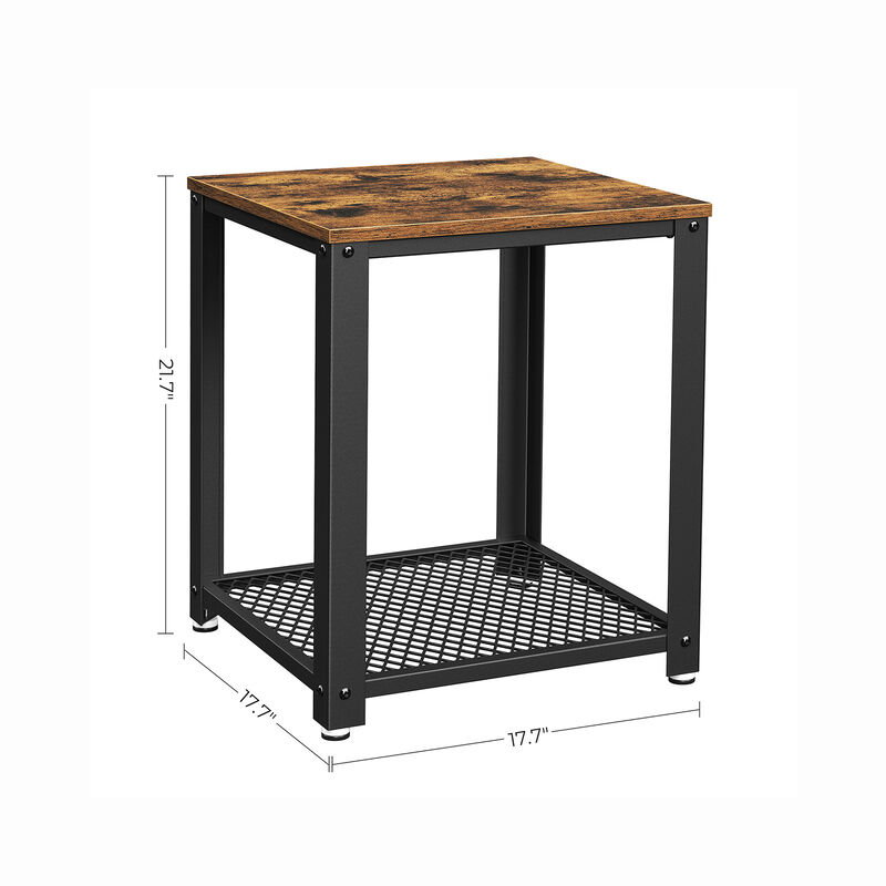 Industrial End Table – 2-Tier Side Table with Storage Shelf