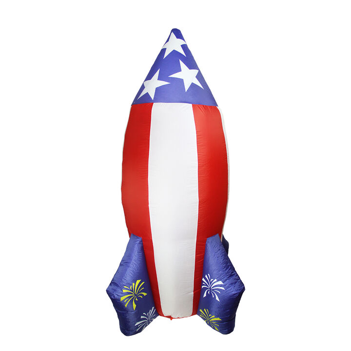 8' Inflatable LED Lighted 4th of July Americana Rocket Outdoor Yard Decoration