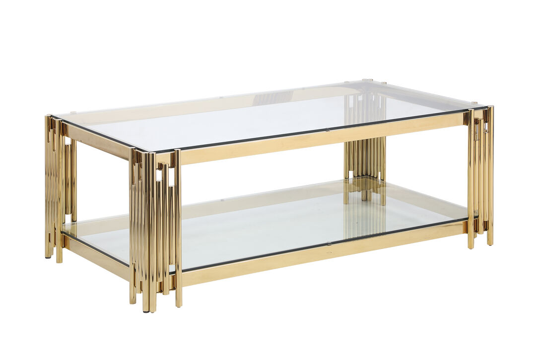 Golden Stainless Steel Double Layer Coffee Table