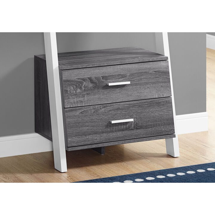 Monarch Specialties I 2756 Bookshelf, Bookcase, Etagere, Ladder, 4 Tier, 69"H, Office, Bedroom, Laminate, Grey, White, Contemporary, Modern